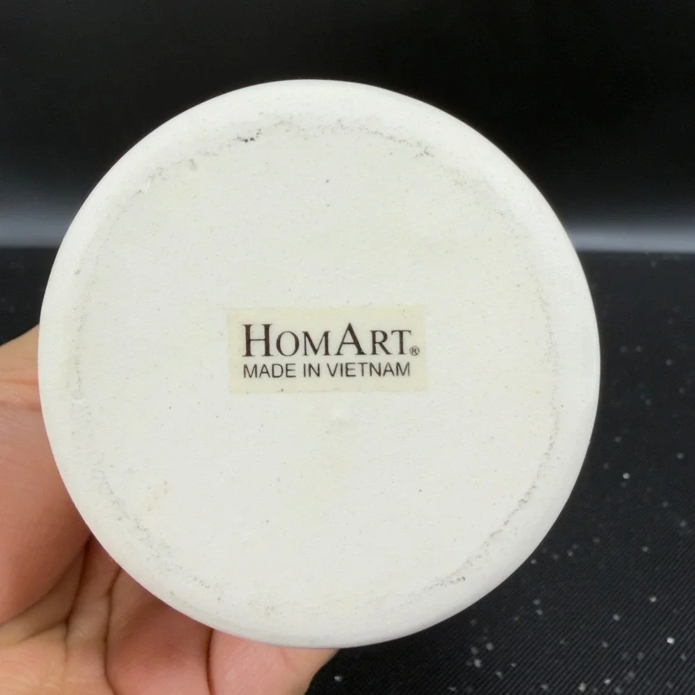 HomArt Ceramic Sake Set Cream White Crackle Glaze Carafe‎ 4 Cups Made in Vietnam